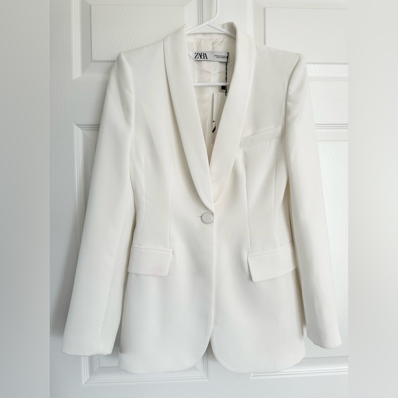 Zara blazer white waisted tailored tuxado suit jacket - Picture 12 of 12